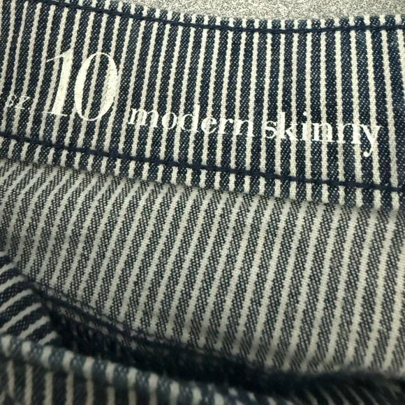 LOFT Vertical-Striped Blue Skinny Jeans - Picture 3 of 8